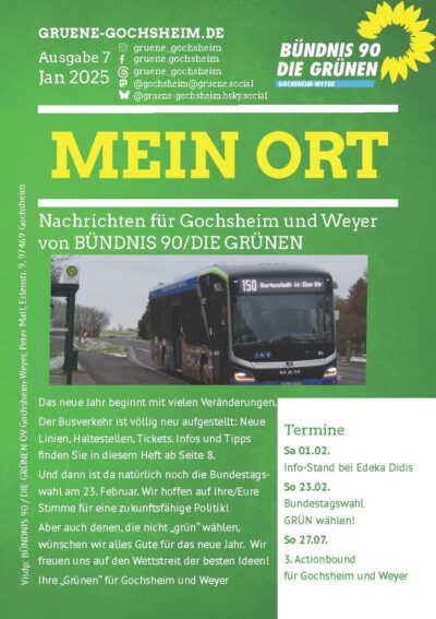 Titelseite der Ausgabe von "Mein Ort" mit dem Foto eines Stadtbusses