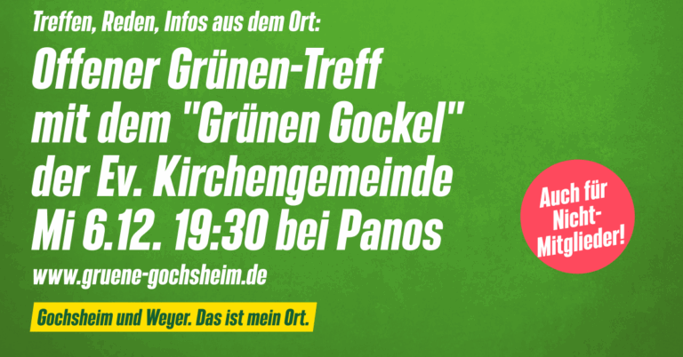 Offener Grünen-Treff mit dem „Grünen Gockel“ am 6.12.