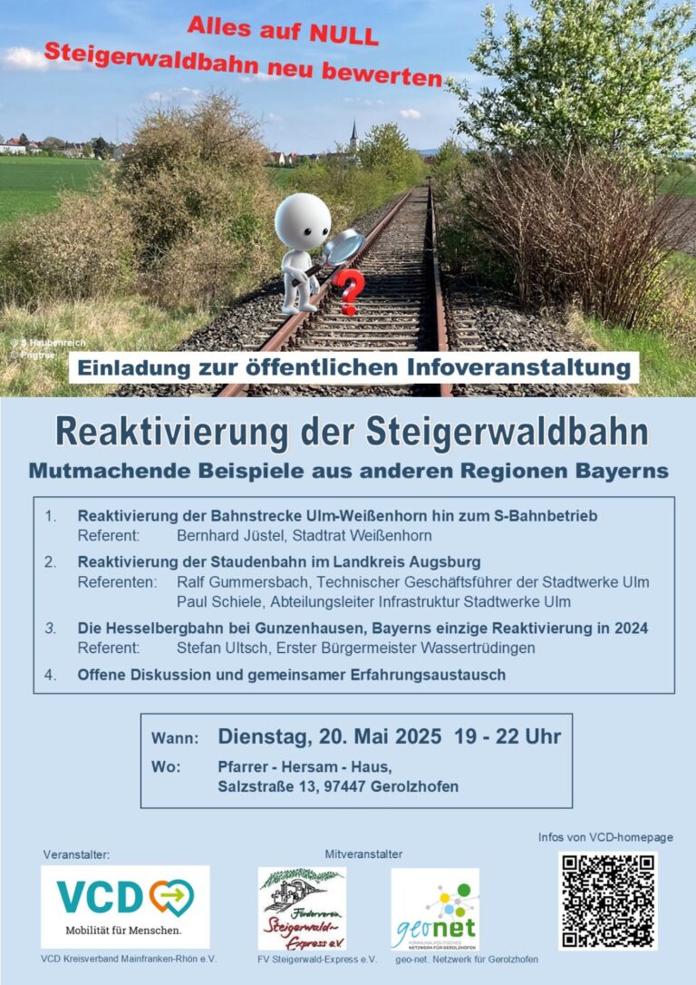 Steigerwaldbahn-Infoabend von VCD, Förderverein und Geo.net